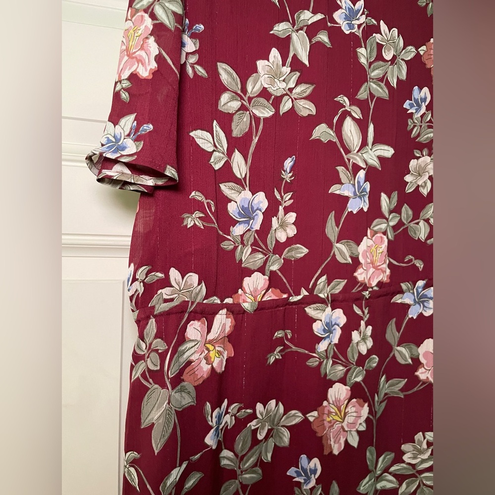 Tommy Bahama Painted Petal Midi Floral Dress | Large | Wine Colored - Picture 8 of 10